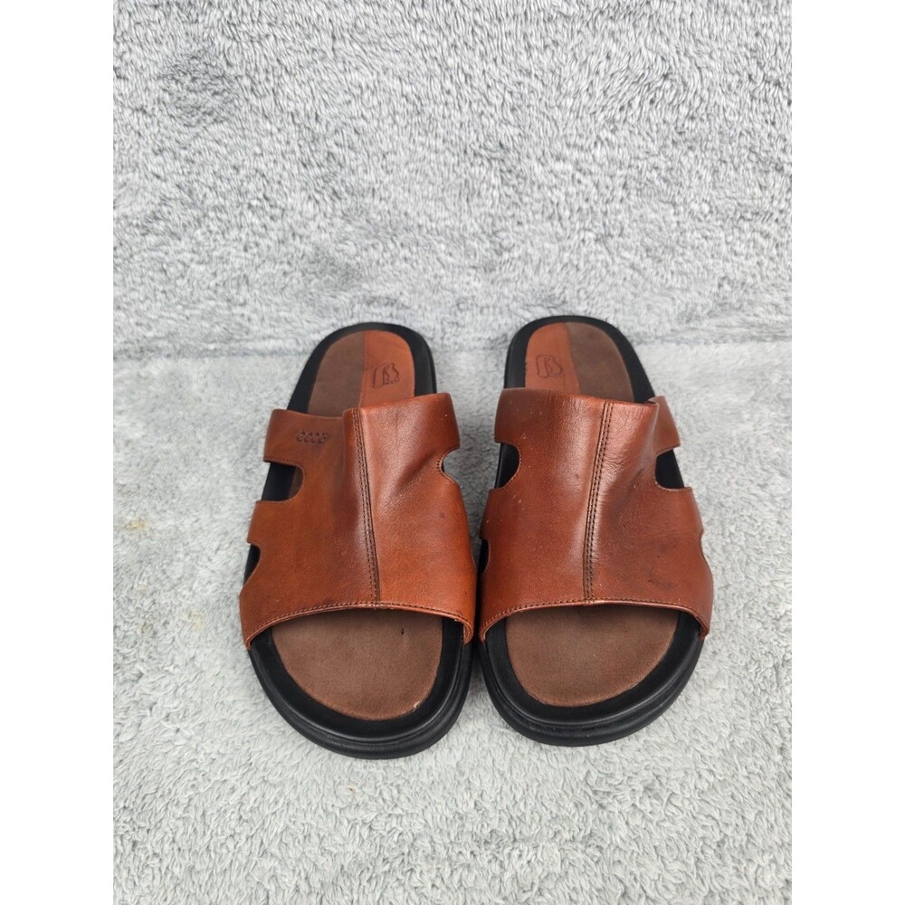 ECCO Mens Leather Slide Sandals Brown Comfort Slip On Shoes EU 43 US 9.5